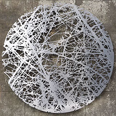 sculpture,wall,stainless steel,inspired by tree,Ian Turnock,