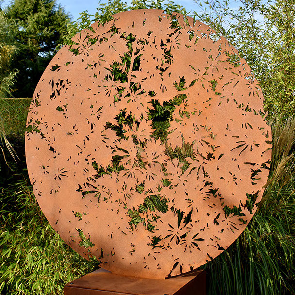 freestanding corten weathering steel garden sculpture